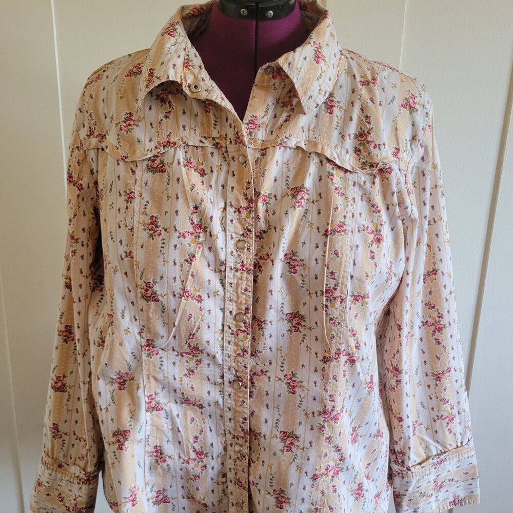 TORRID Womens Vintage Country Western Floral Shirt Top with Roses Rose 18/20
